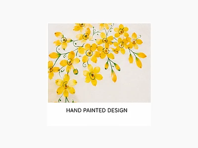Image of Hand Painted Yellow Floral Kerala Saree - 6
